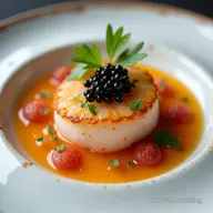 Carpaccio de SaintJacques au Caviar Plat &Eacute;l&eacute;gant Rapide