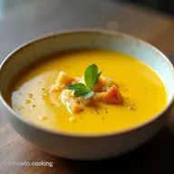Cr&egrave;me de C&eacute;leri au Curcuma et &OElig;uf Mollet Recette Facile et R&eacute;confortante