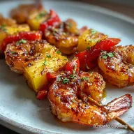 Brochettes De Crevettes Et Ananas Caram&eacute;lis&eacute;s Au Piment D Espelette