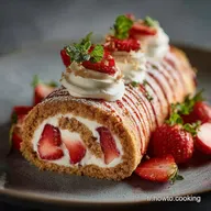 G&acirc;teau Roul&eacute; L&eacute;ger aux Fraises Biscuit Moelleux Ultra Frais