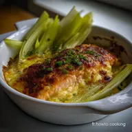 Gratin de Saumon sur Lit de Poireaux: Texture Nacr&eacute;e