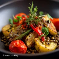 Menu L&eacute;ger Hebdomadaire Bol &eacute;quilibr&eacute; lentilles et l&eacute;gumes r&ocirc;tis
