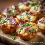 Mini muffins sal&eacute;s aux petits pois jambon et mozza ultramoelleux