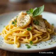 P&acirc;tes &agrave; la Cr&egrave;me Poulet et Champignons 40 Min Chrono