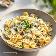 P&acirc;tes Papillon Viande Hach&eacute;e Parmesan : Recette en 20 Minutes