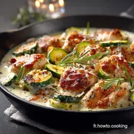 Po&ecirc;l&eacute;e Poulet Courgette et Cr&egrave;me Recette rapide et onctueuse