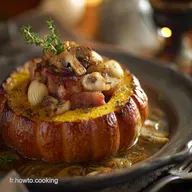 Potiron Farci au Jambon et aux Champignons, recette onctueuse et facile