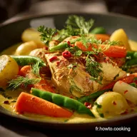 Poulet aux L&eacute;gumes et au Curry Recette Facile Cr&eacute;meuse et Express