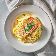Recette P&acirc;te Saumon Cr&egrave;me Fra&icirc;che pour 4 Portions
