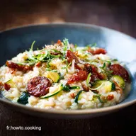 Risotto aux courgettes et chorizo Recette cr&eacute;meuse de Plat Familial