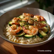 Risotto L&eacute;ger Aux Crevettes Et Aux Courgettes : Texture Velout&eacute;e