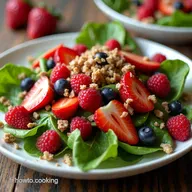 Salade Fraises Framboises et M&acirc;che Vinaigrette MielBalsamique Facile