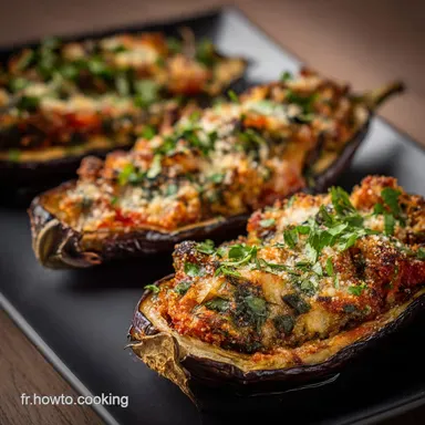 Aubergines farcies v&eacute;g&eacute;tariennes Recette proven&ccedil;ale saine et gourmande Fiche recette