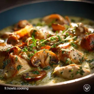Blanquette L&eacute;g&egrave;re de Poulet aux Champignons : Velout&eacute;e et sans Culpabilit&eacute; Fiche recette