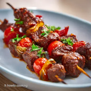 Brochettes de Boeuf &Eacute;pic&eacute;es : Recette pour 4 Personnes Fiche recette