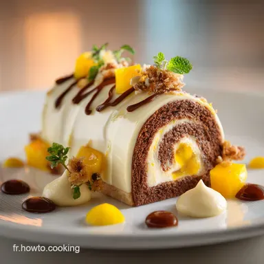 B&ucirc;che exotique et chocolat blanc Mousse passion mangue l&eacute;g&egrave;re Fiche recette