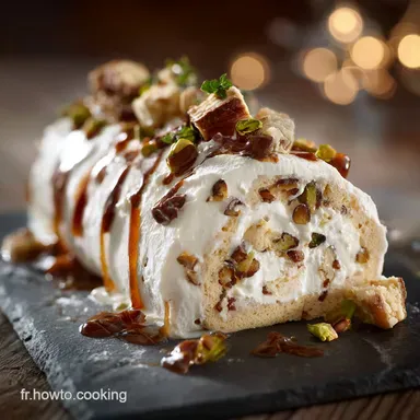 B&ucirc;che au Nougat glac&eacute; au Thermomix la recette a&eacute;rienne et l&eacute;g&egrave;re pour No&euml;l Fiche recette