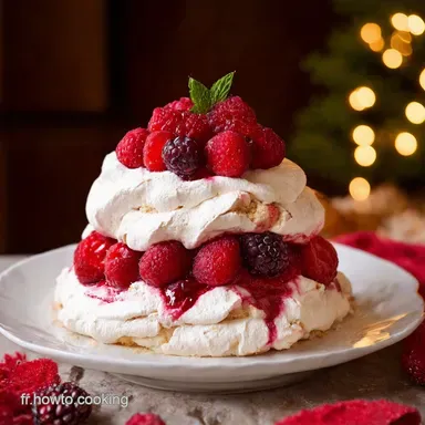 Recette de B&ucirc;che Pavlova Mon Dessert Festif aux Fruits Rouges Fiche recette