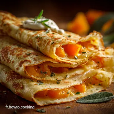 Cr&ecirc;pes &agrave; la courge potimarron La recette facile, douce et &eacute;pic&eacute;e. Fiche recette