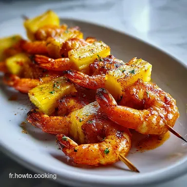 Brochettes De Crevettes Et Ananas Caram&eacute;lis&eacute;s Au Piment D Espelette Fiche recette