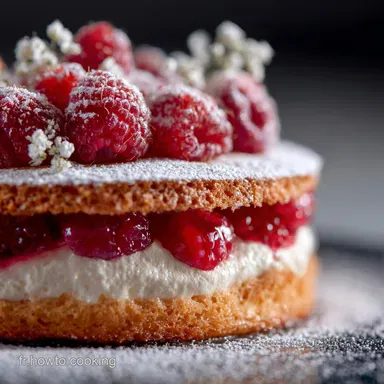 G&acirc;teau nuage glac&eacute; &agrave; la framboise P&acirc;tisserie fran&ccedil;aise l&eacute;g&egrave;re Fiche recette