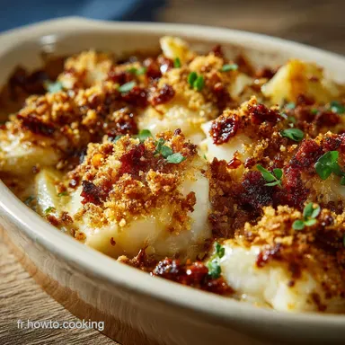 Gratin de cabillaud poireaux et crumble de chorizo facile et ultra gourmand Fiche recette