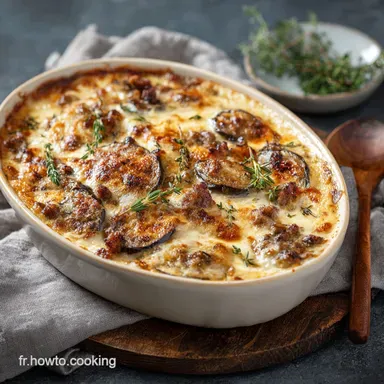 Gratin l&eacute;ger daubergine &agrave; la viande hach&eacute;e Recette facile et minceur Fiche recette
