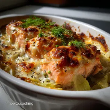 Gratin de Saumon sur Lit de Poireaux: Texture Nacr&eacute;e Fiche recette