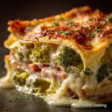 Lasagnes au Brocoli et au Jambon La recette facile et cr&eacute;meuse Fiche recette