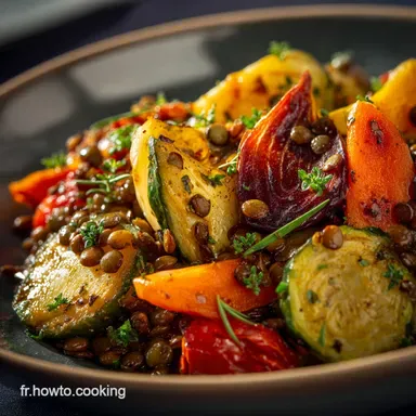Menu L&eacute;ger Hebdomadaire Bol &eacute;quilibr&eacute; lentilles et l&eacute;gumes r&ocirc;tis Fiche recette