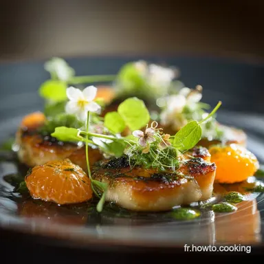 Menus L&eacute;gers Lieu Noir R&ocirc;ti aux Herbes Vinaigrette Mandarine Fiche recette