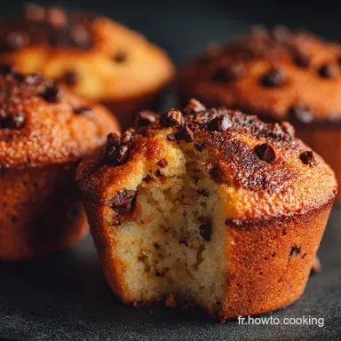 Muffins moelleux sans beurre aux p&eacute;pites de chocol : Recette facile et saine Fiche recette
