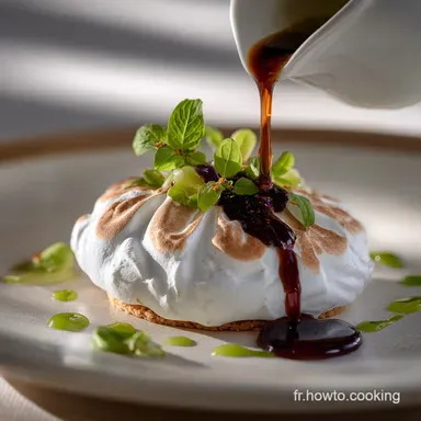 Myst&egrave;res glac&eacute;s maison c&oelig;ur meringue croustillant et sauce chaude Fiche recette