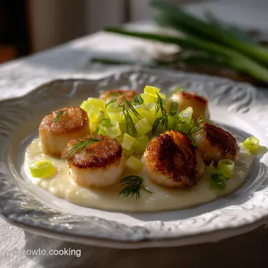 Noix de Saint Jacques Po&ecirc;l&eacute;es &agrave; la Fondue de Poireaux : Saveurs Cr&eacute;meuses Fiche recette