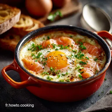Oeuf Cocotte au Saumon et Boursin La recette cr&eacute;meuse en 20 min Fiche recette