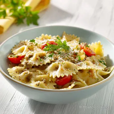 P&acirc;tes Papillon Viande Hach&eacute;e Parmesan : Recette en 20 Minutes Fiche recette