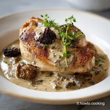 Poulet aux Morilles Cr&eacute;meux pour 4 Personnes Fiche recette