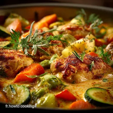 Poulet aux L&eacute;gumes et au Curry Recette Facile Cr&eacute;meuse et Express Fiche recette