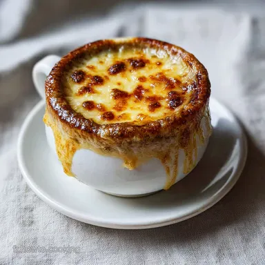 Recette Soupe Oignon Gratin&eacute;e pour 4 Servings Fiche recette