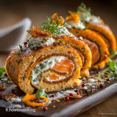 Roulade de potimarron et saumon Recette facile et biscuit moelleux Fiche recette