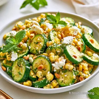 Salade Courgettes Ma&iuml;s Feta (15 Min) Fiche recette