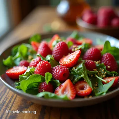 Salade Fraises Framboises et Mâche Vinaigrette MielBalsamique Facile Fiche recette