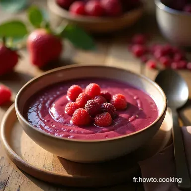 Recette Smoothie Bowl à la Framboise Cœur de Rubis Express Fiche recette