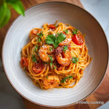 Spaghetti &agrave; la Cr&egrave;me de Poivron, Chorizo et Crevettes en 30 Minutes Fiche recette