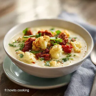 Velout&eacute; de Chou-fleur au Chorizo : Recette pour 4 Personnes Fiche recette