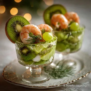 Verrine de No&euml;l aux Crevettes, Avocat et Kiwi | Cuisine Fusion M&eacute;diterran&eacute;enne Fiche recette