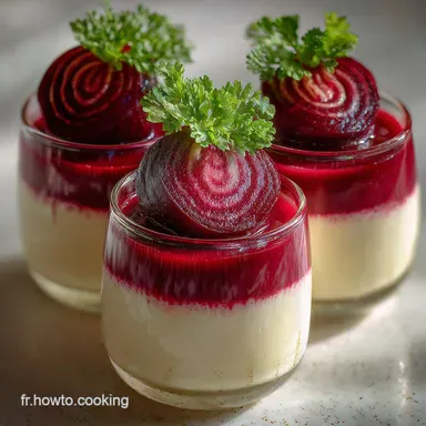 Verrines de betterave et fromage frais: Velout&eacute; et Croquant Fiche recette