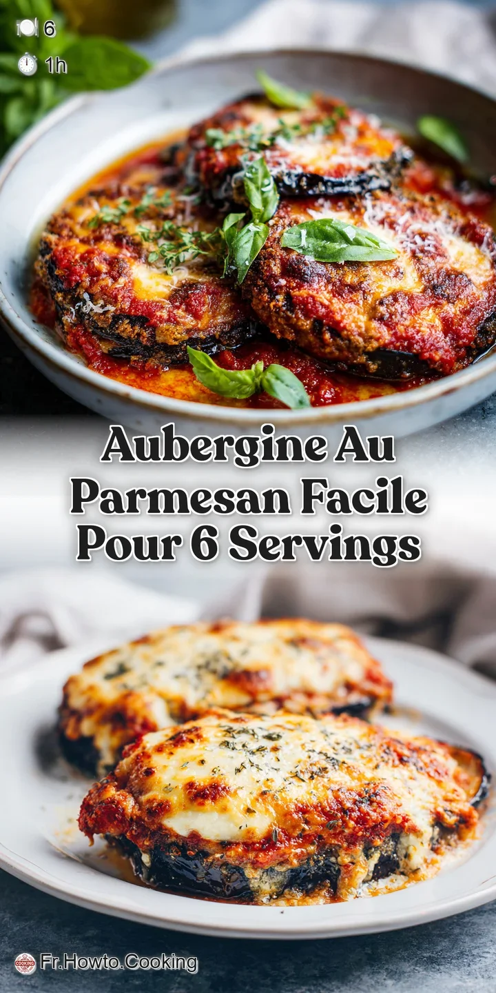 Close-up of aubergine parmesan showing creamy, melted mozzarella, rich tomato sauce, and tender eggplant slices, hinting a...