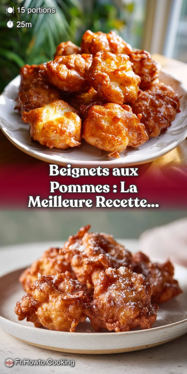 Close-up reveals a warm, fluffy beignet oozing with tender baked apples, a delicate dusting of powdered sugar catching the...