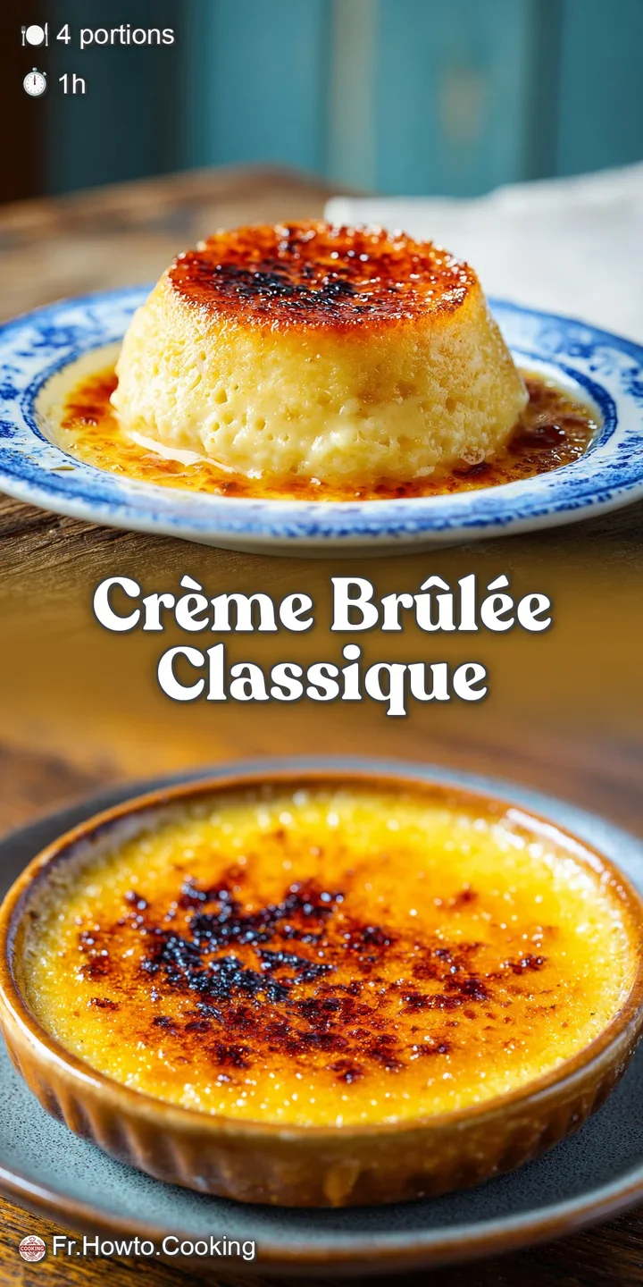 Close-up of a Cr&egrave;me br&ucirc;l&eacute;e's shattered, glassy surface, revealing the creamy custard underneath. Hints of vanilla bean vis...